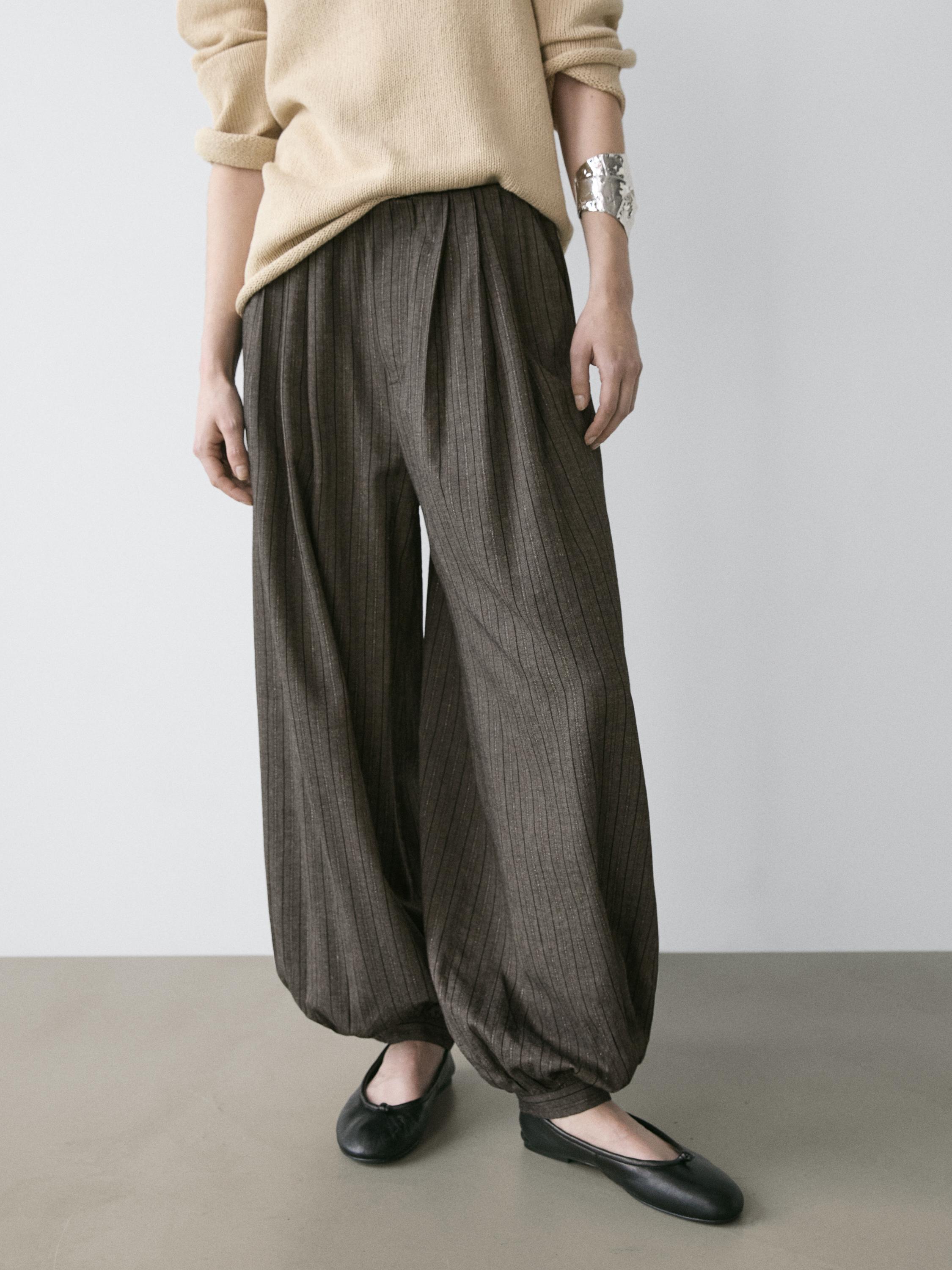 Striped flowing balloon pants